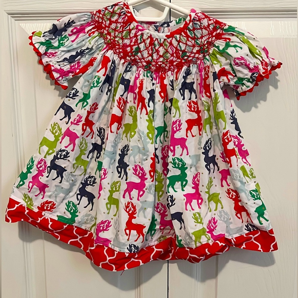 Castles and Crowns Smocked Christmas Dress 6-9 month EUC